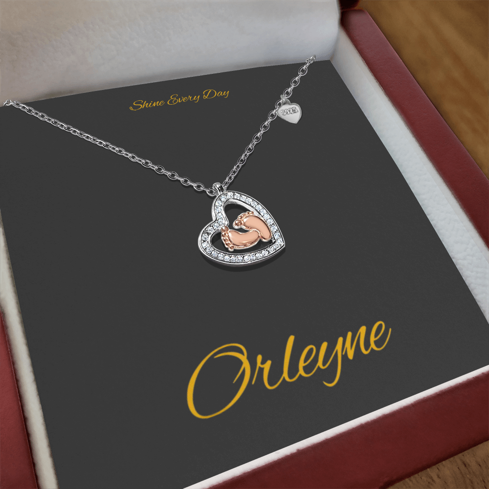 Baby Feet Heart Necklace