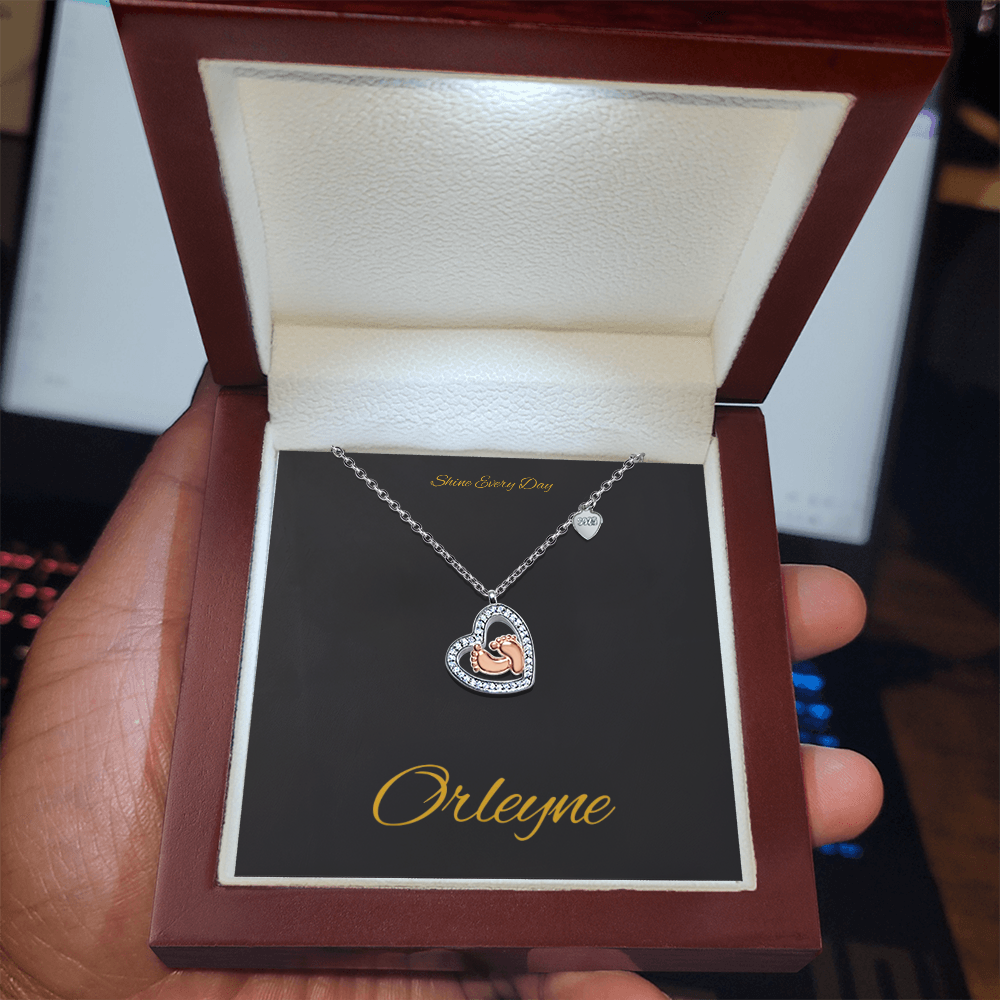 Baby Feet Heart Necklace