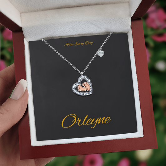 Baby Feet Heart Necklace
